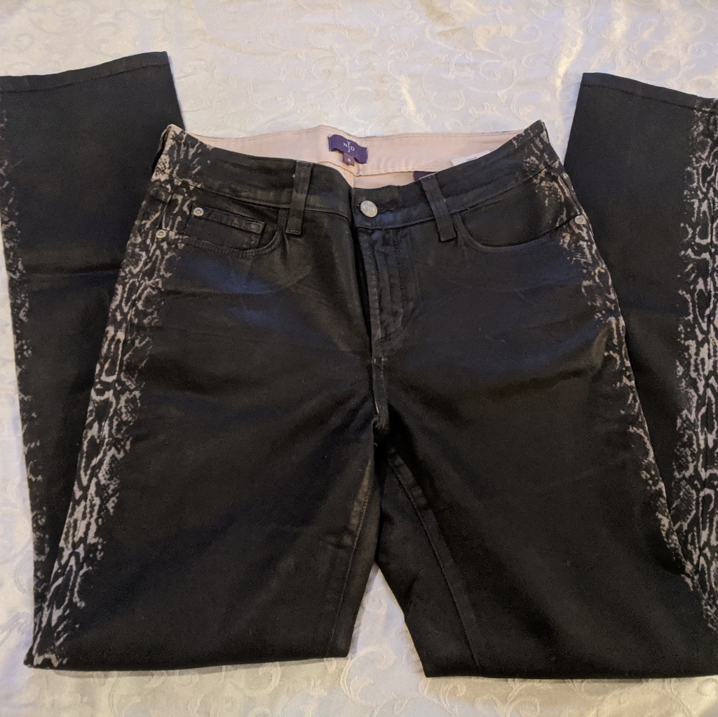 Nydx Leather Jeans With Python Pattern Down Side.